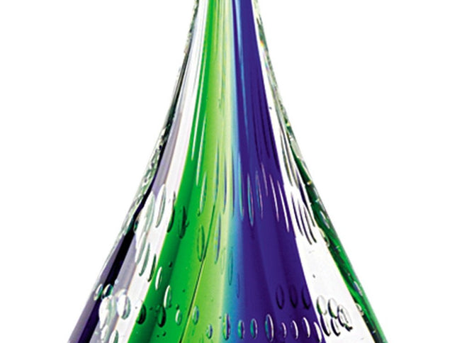 9" Clear Blue and Green Murano Glass Modern Abstract Tabletop Sculpture