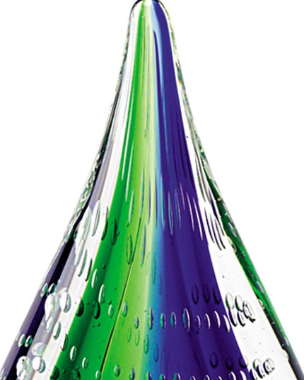 9" Clear Blue and Green Murano Glass Modern Abstract Tabletop Sculpture