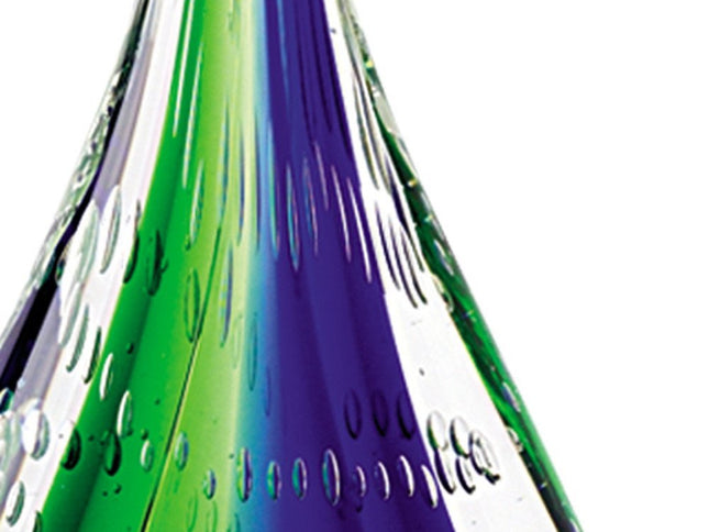 9" Clear Blue and Green Murano Glass Modern Abstract Tabletop Sculpture