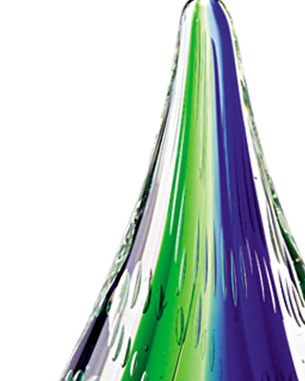 9" Clear Blue and Green Murano Glass Modern Abstract Tabletop Sculpture