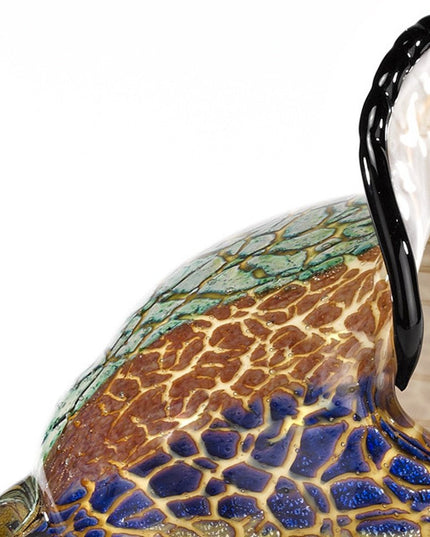 10" Gold Blue Green White Murano Glass Conch Shell Tabletop Sculpture