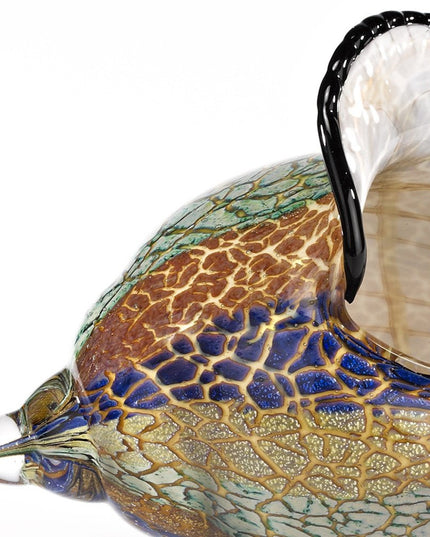 5" Gold Blue Green White Murano Glass Figurine Tabletop Sculpture