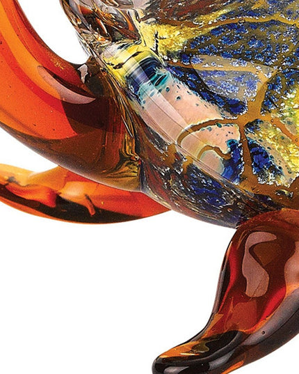 4" Clear Brown and Green Murano Glass Turtle Figurine Tabletop Sculpture