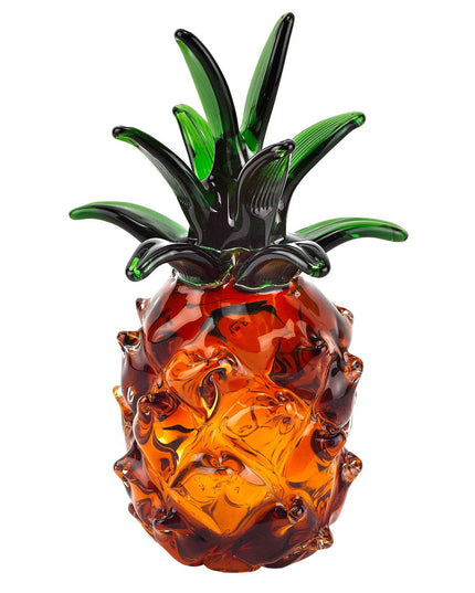 9" Orange Murano Glass Pineapple Statue Tabletop Sculpture