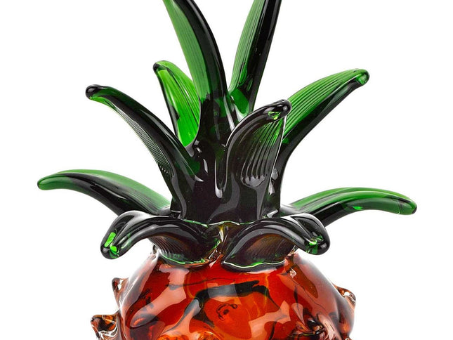 9" Orange Murano Glass Pineapple Statue Tabletop Sculpture