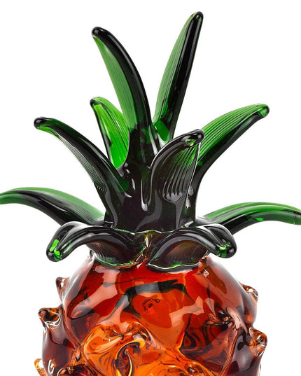 9" Orange Murano Glass Pineapple Statue Tabletop Sculpture