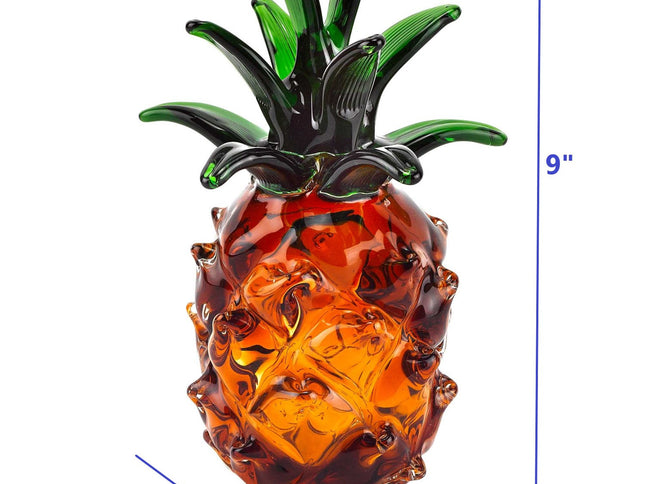 9" Orange Murano Glass Pineapple Statue Tabletop Sculpture