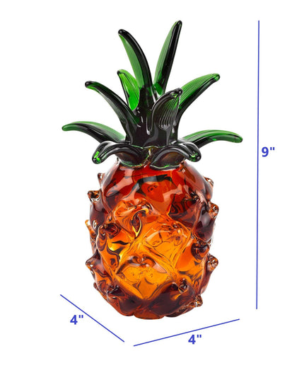 9" Orange Murano Glass Pineapple Statue Tabletop Sculpture