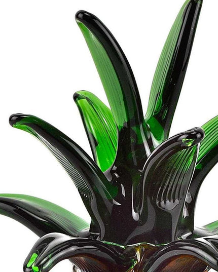 9" Orange Murano Glass Pineapple Statue Tabletop Sculpture