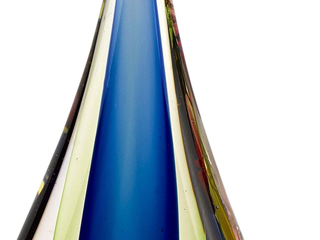 12" Clear Red Blue Yellow Murano Glass Modern Abstract Tabletop Sculpture