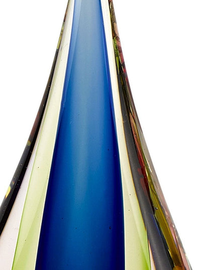 12" Clear Red Blue Yellow Murano Glass Modern Abstract Tabletop Sculpture