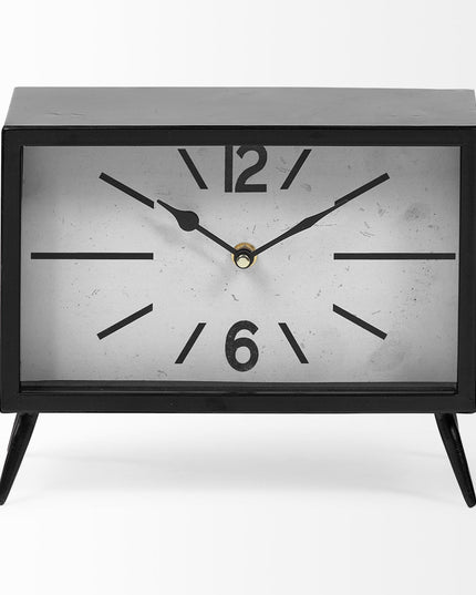Rectangular Black Metal Desk Table Clock