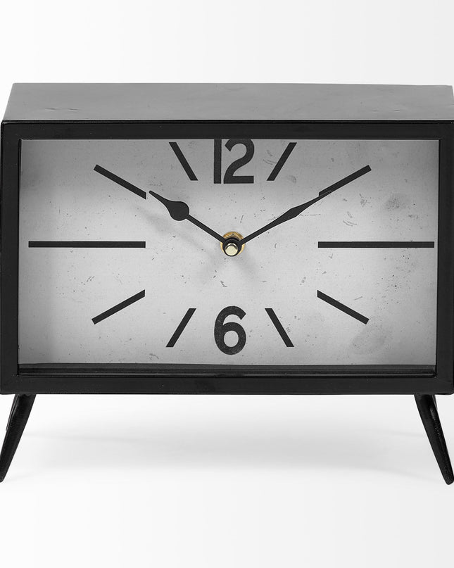 Rectangular Black Metal Desk Table Clock