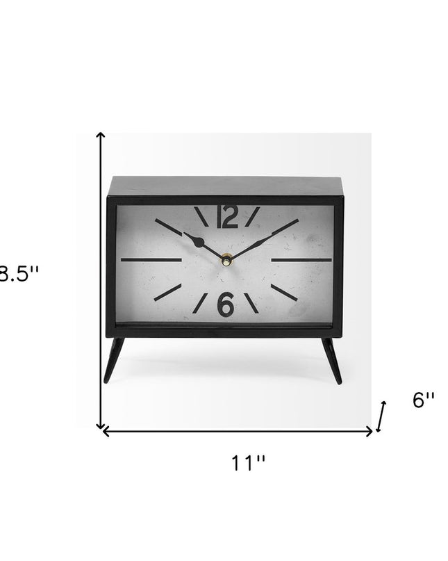 Rectangular Black Metal Desk Table Clock