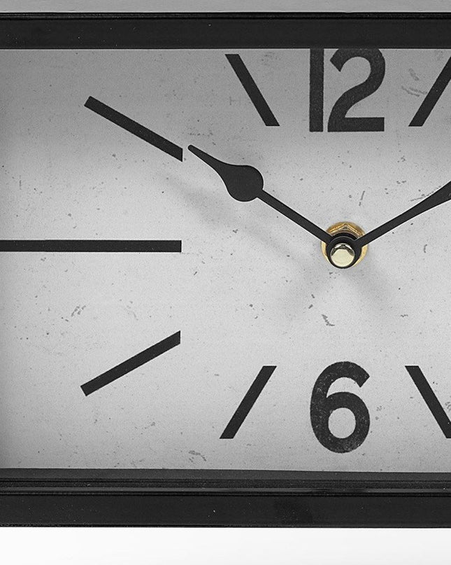 Rectangular Black Metal Desk Table Clock