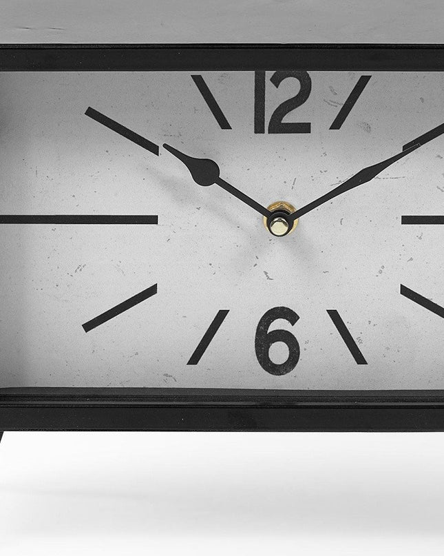 Rectangular Black Metal Desk Table Clock
