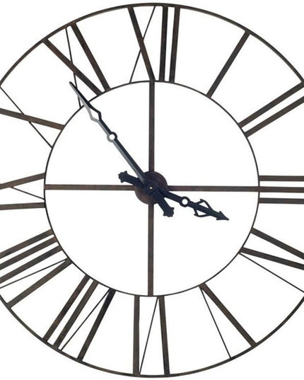 50" Circle Black Metal Skeleton Wall Clock