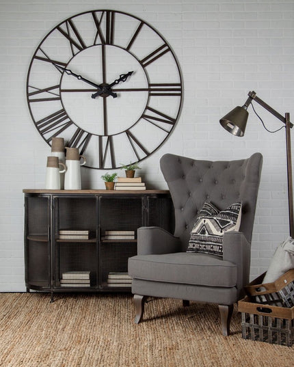 50" Circle Black Metal Skeleton Wall Clock