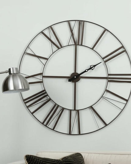 50" Circle Black Metal Skeleton Wall Clock