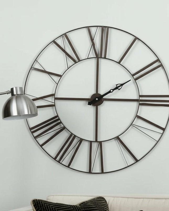 50" Circle Black Metal Skeleton Wall Clock