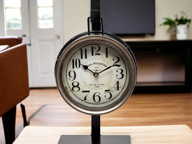 Metallic Brown Metal Hanging Desk Table Clock