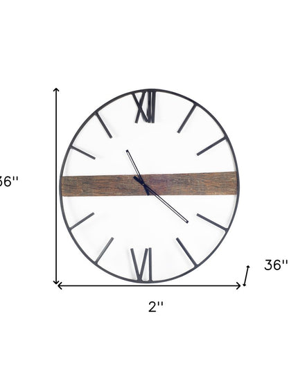 2" Circle Black Metal Skeleton Wall Clock