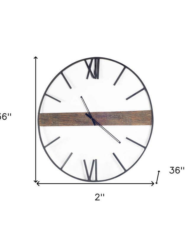 2" Circle Black Metal Skeleton Wall Clock