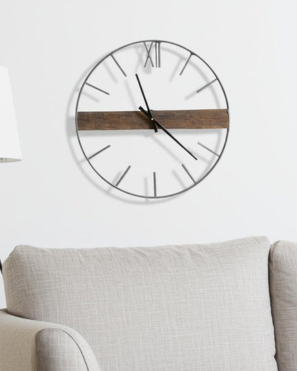 2" Circle Black Metal Skeleton Wall Clock