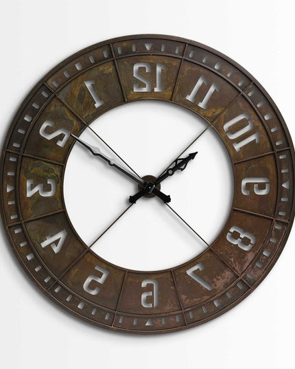 57" Round Industrial Brown Wall Clock