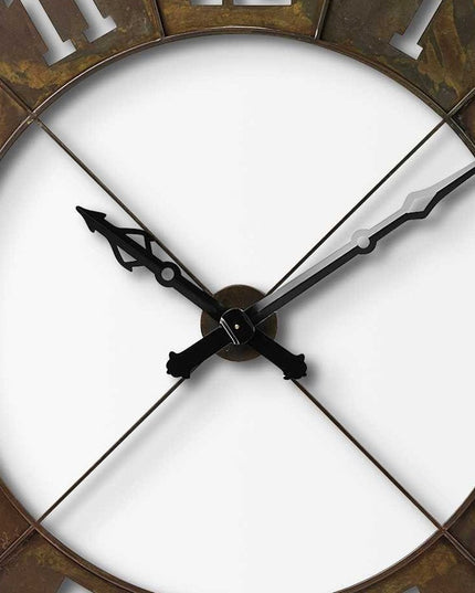 57" Round Industrial Brown Wall Clock