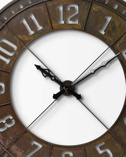 57" Round Industrial Brown Wall Clock