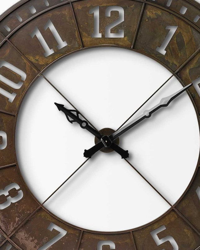 57" Round Industrial Brown Wall Clock