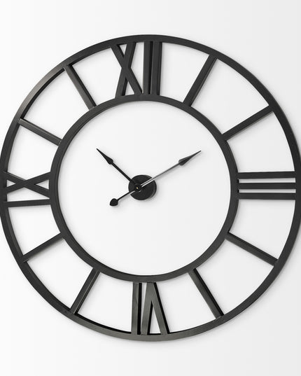 54" Round Xl Industrial Style Wall Clock With Open Face Desing