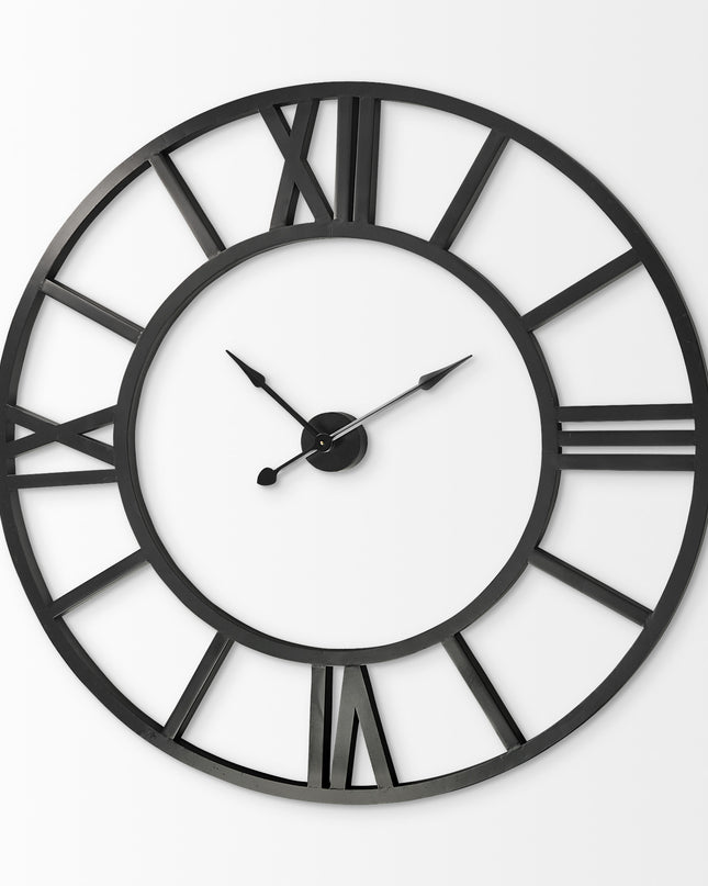 54" Round Xl Industrial Style Wall Clock With Open Face Desing
