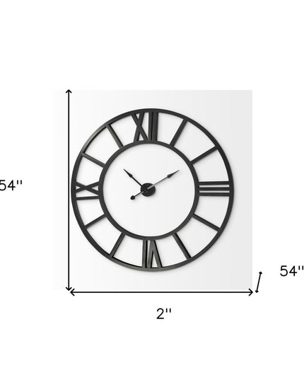 54" Round Xl Industrial Style Wall Clock With Open Face Desing