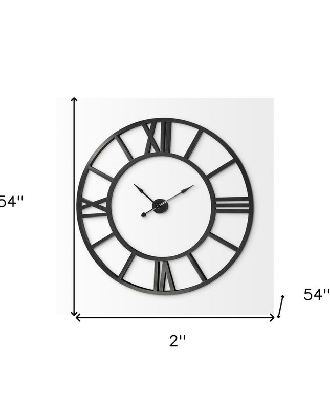 54" Round Xl Industrial Style Wall Clock With Open Face Desing
