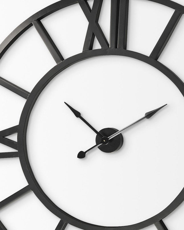 54" Round Xl Industrial Style Wall Clock With Open Face Desing