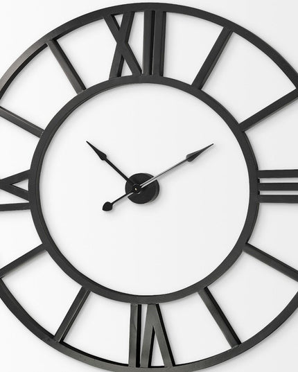 54" Round Xl Industrial Style Wall Clock With Open Face Desing