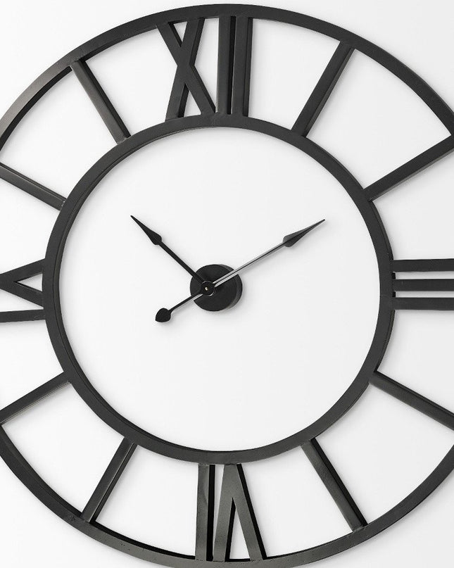 54" Round Xl Industrial Style Wall Clock With Open Face Desing