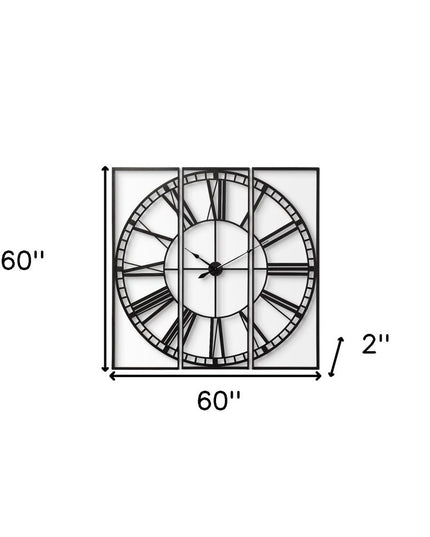 60" Round and Square Industrial Style Wall Clock