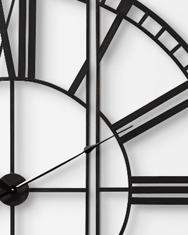 60" Round and Square Industrial Style Wall Clock