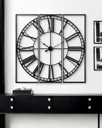 60" Round and Square Industrial Style Wall Clock