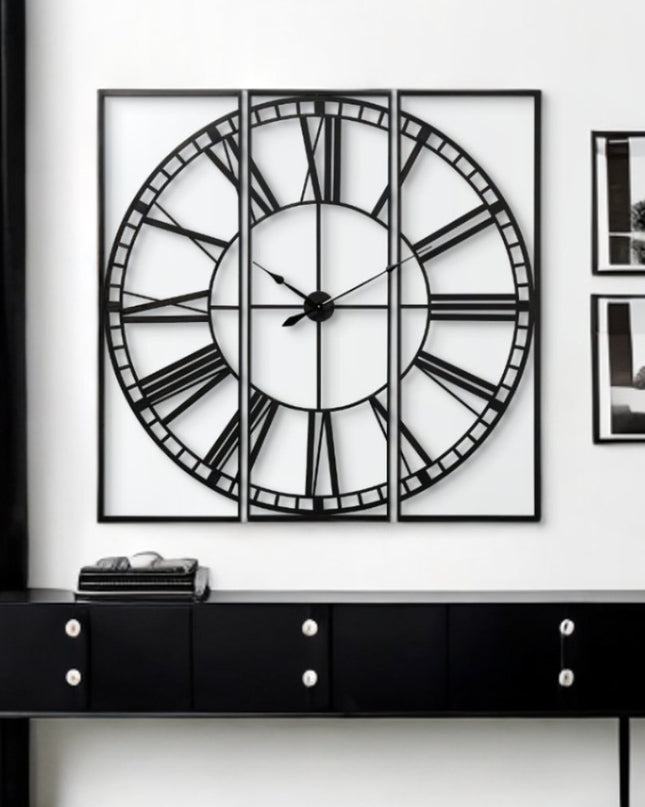 60" Round and Square Industrial Style Wall Clock