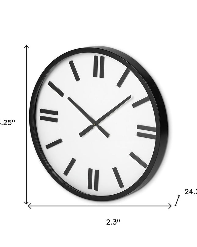 24" Round Large Modern Wall Clock With White Face And Non-Numarical Number