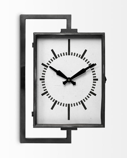 Rectangular Large Black Industrial Style Wall Clock