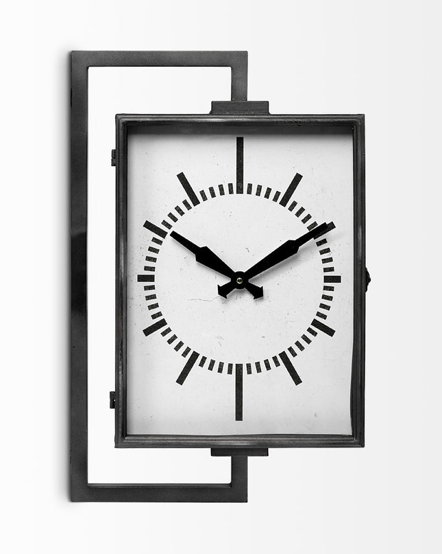 Rectangular Large Black Industrial Style Wall Clock