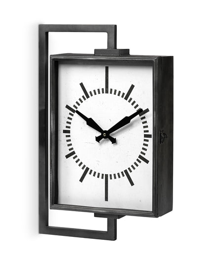 Rectangular Large Black Industrial Style Wall Clock