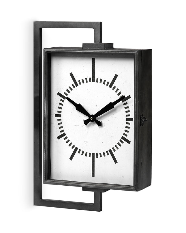 Rectangular Large Black Industrial Style Wall Clock