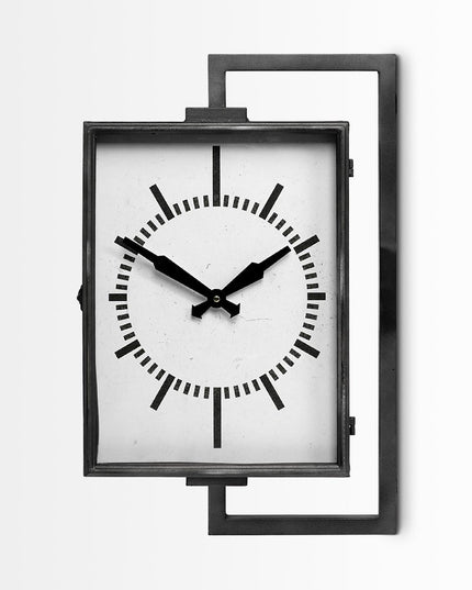 Rectangular Large Black Industrial Style Wall Clock