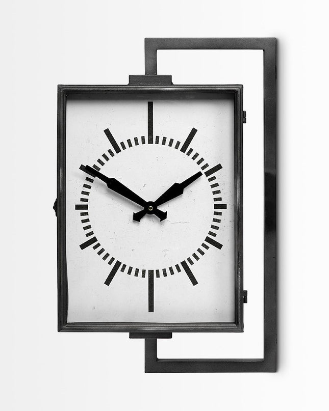 Rectangular Large Black Industrial Style Wall Clock